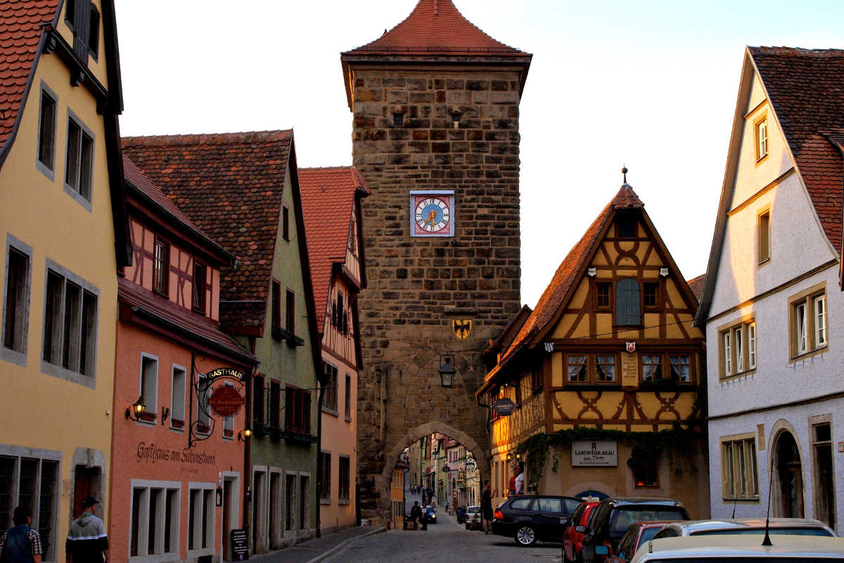 Historic Rothenburg ob der Tauber Germany street view.