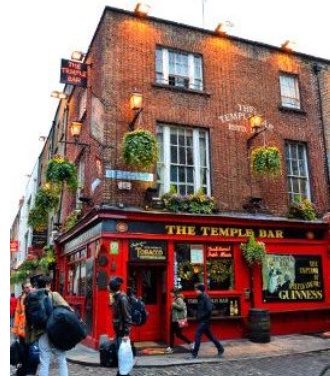 Temple surrounded by trees and greenery under a blue sky in Dublin